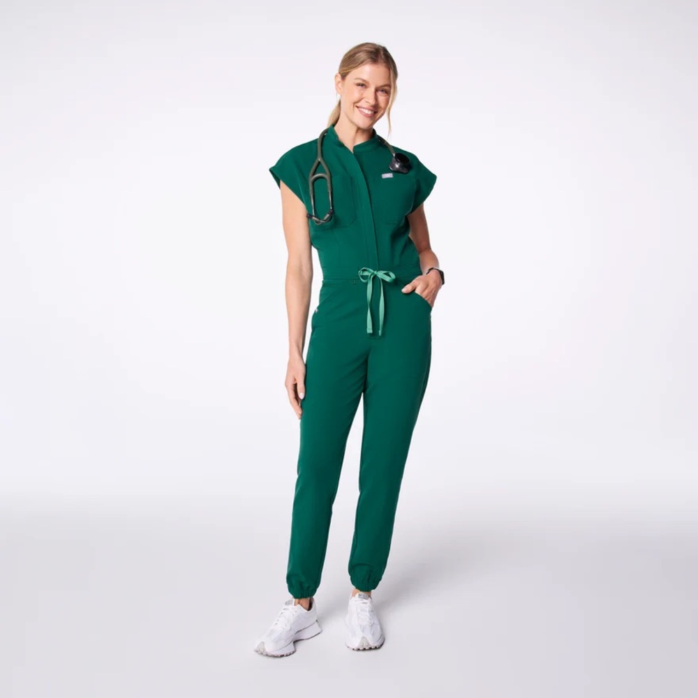 FIGS Women's Hunter Green Rafaela - Cargo ScrubJumpsuit - S NEW WITH TAGS